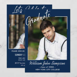 Modern Simple Minimalist 2 PHOTO Graduation Party Invitation