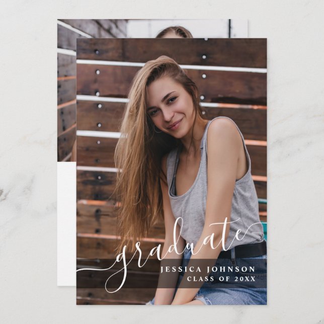 Modern Simple Minimalist 2 PHOTO Graduation Party Invitation (Front/Back)