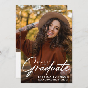 Modern Simple Minimalist 2 PHOTO Graduation Party Invitation
