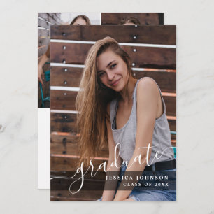 Modern Simple Minimalist 3 PHOTO Graduation Party Invitation