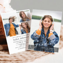 Modern Simple Minimalist 4 PHOTO Graduation Party