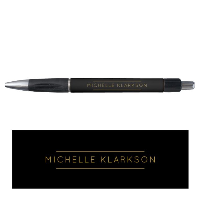 Modern Simple Minimalist Black Gold Monogrammed  (Modern Simple Minimalist Black Gold Monogrammed Pen)