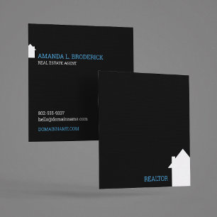 Modern simple minimalist black Real Estate Broker Square Business Card