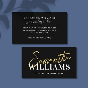 Modern simple minimalist black script typography business card
