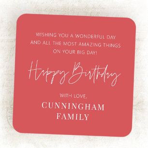 Modern Simple Minimalist Chic Happy Birthday Square Sticker