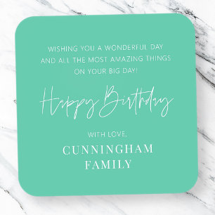 Modern Simple Minimalist Chic Happy Birthday Square Sticker