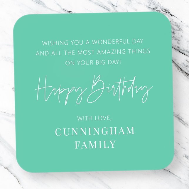 Modern Simple Minimalist Chic Happy Birthday Square Sticker (Creator Uploaded)