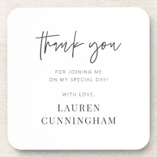 Modern Simple Minimalist Chic Thank You Coaster