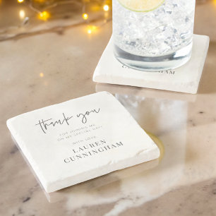 Modern Simple Minimalist Chic Thank You Stone Coaster