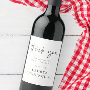 Modern Simple Minimalist Chic Thank You Wine Label