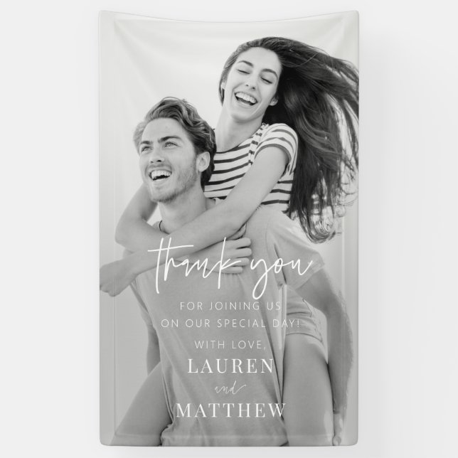 Modern Simple Minimalist Chic Wedding Thank You Banner (Vertical)