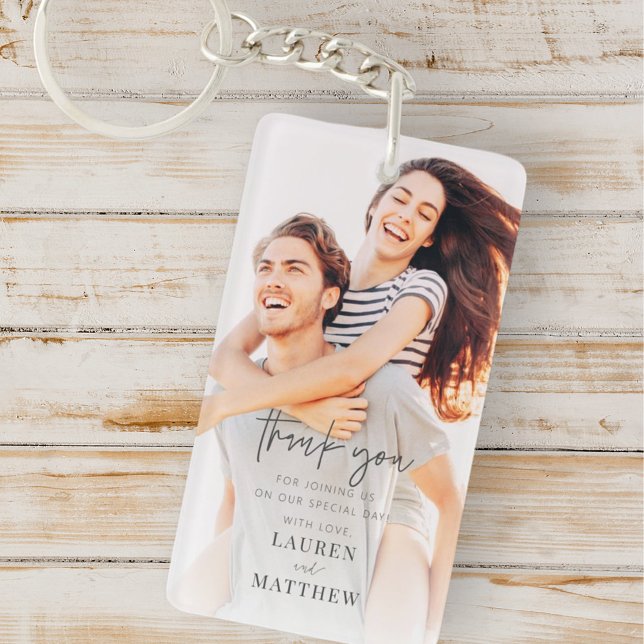 Modern Simple Minimalist Chic Wedding Thank You Key Ring (Creator Uploaded)