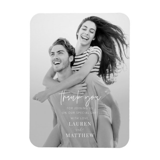 Modern Simple Minimalist Chic Wedding Thank You Magnet (Vertical)