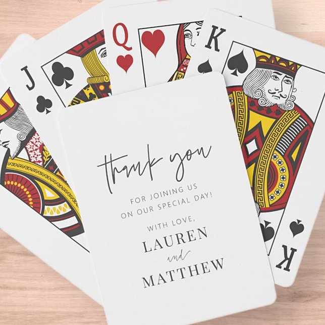 Modern Simple Minimalist Chic Wedding Thank You Playing Cards (Creator Uploaded)