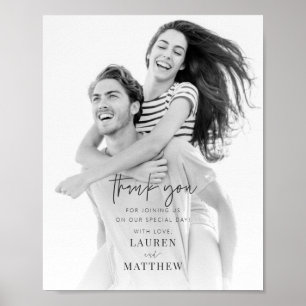 Modern Simple Minimalist Chic Wedding Thank You Poster