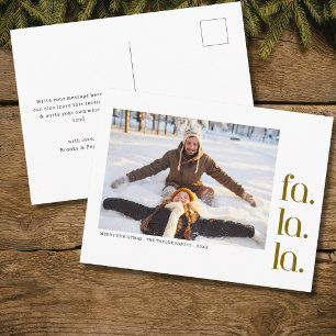 modern simple minimalist Christmas fa la la photo Holiday Postcard