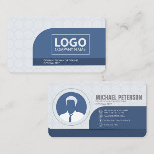 Modern Simple Minimalist Clean Blue Professional Business Card