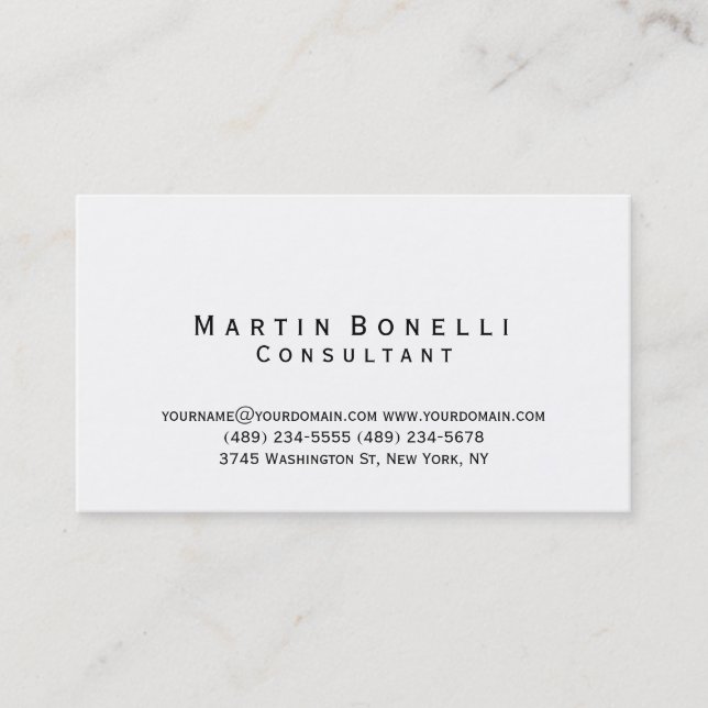 Modern Simple Minimalist Consultant Business Card (Front)