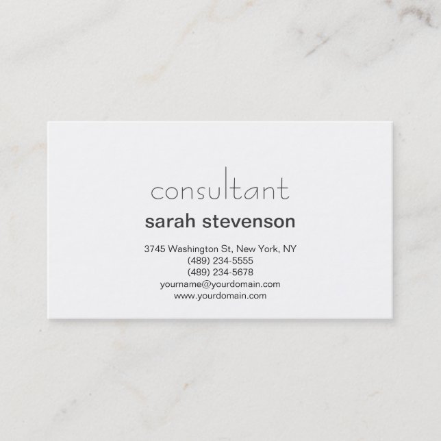 Modern Simple Minimalist Consultant Business Card (Front)
