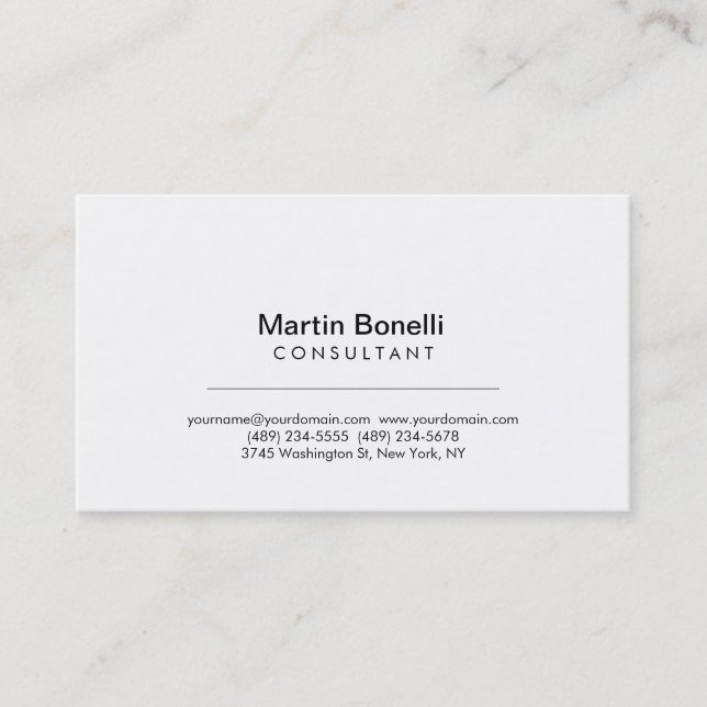 Modern Simple Minimalist Consultant Business Card (Front)