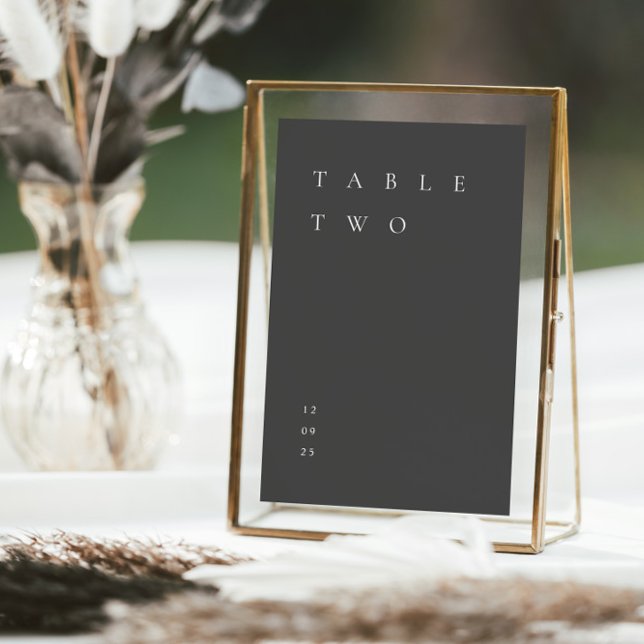 Modern Simple Minimalist Dark Grey Table Number (Creator Uploaded)