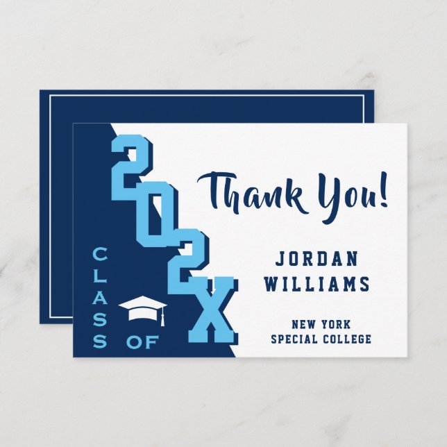 Modern Simple Minimalist Golden Graduation Thank You Card (Front/Back)