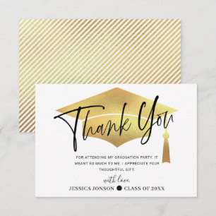 Modern Simple Minimalist Golden Graduation Thank You Card