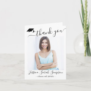 Modern Simple Minimalist Graduation 2 PHOTO  Thank Thank You Card