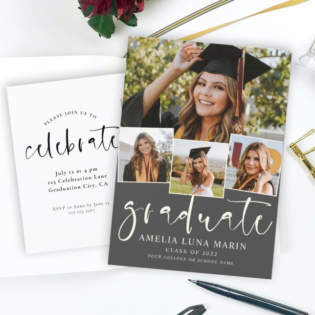 Modern Simple Minimalist Graduation Invitation Postcard (Creator Uploaded)