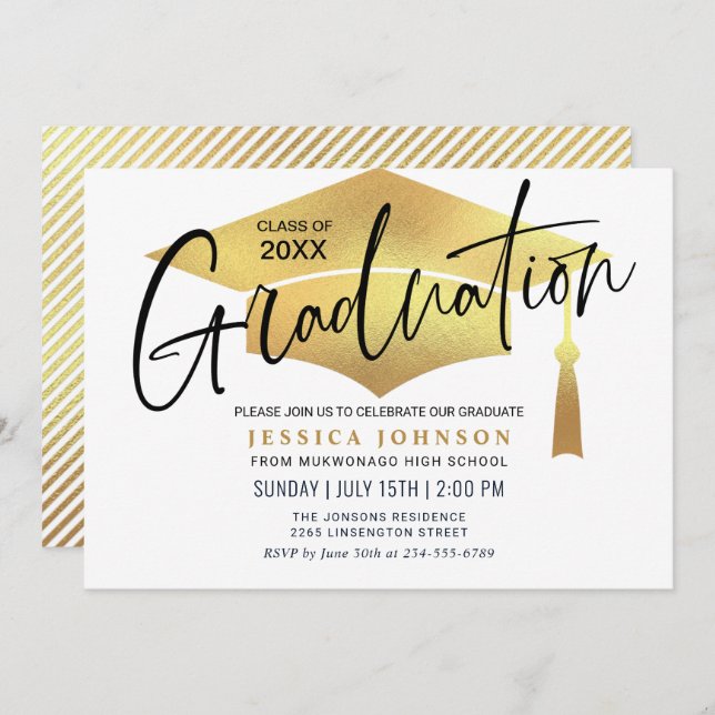 Modern Simple Minimalist Graduation Party Invitation (Front/Back)