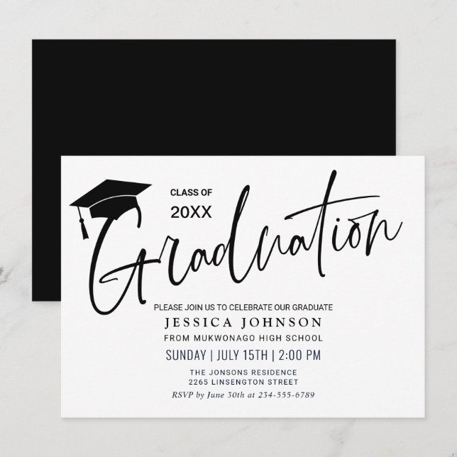 Modern Simple Minimalist Graduation Party Invitation (Front/Back)