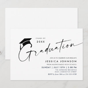 Modern Simple Minimalist Graduation Party Invitation