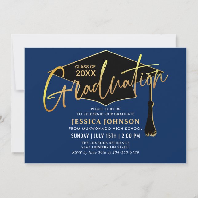 Modern Simple Minimalist Graduation Party QR code Invitation (Front)