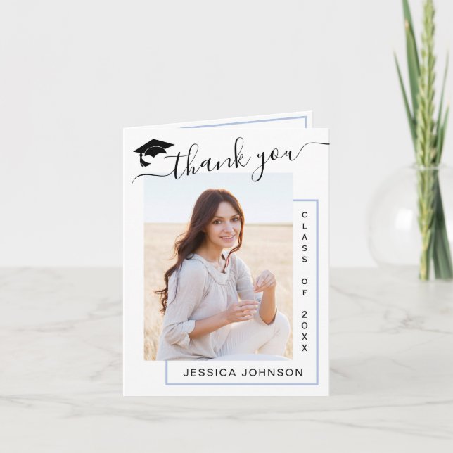Modern Simple Minimalist Graduation PHOTO Thank Yo Thank You Card (Front)