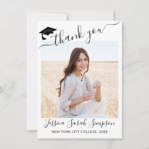 Modern Simple Minimalist Graduation PHOTO  Thank You Card
