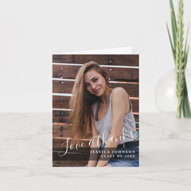 Modern Simple Minimalist Graduation PHOTO Thank You Card (Front)