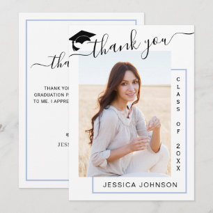 Modern Simple Minimalist Graduation PHOTO  Thank You Card
