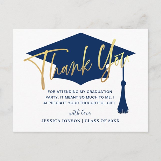 Modern Simple Minimalist Graduation Thank You Announcement Postcard (Front)