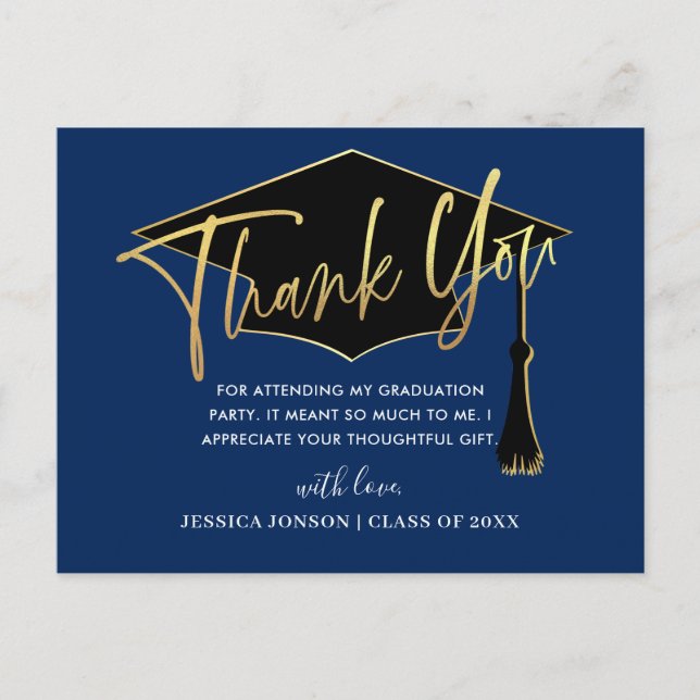 Modern Simple Minimalist Graduation Thank You Announcement Postcard (Front)