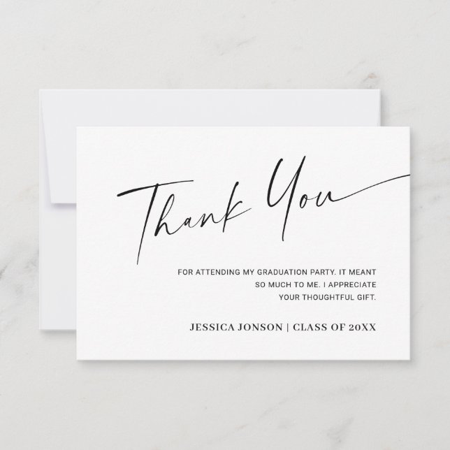 Modern Simple Minimalist Graduation Thank You Card (Front)