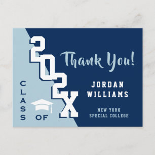 Modern Simple Minimalist Graduation Thank You Postcard