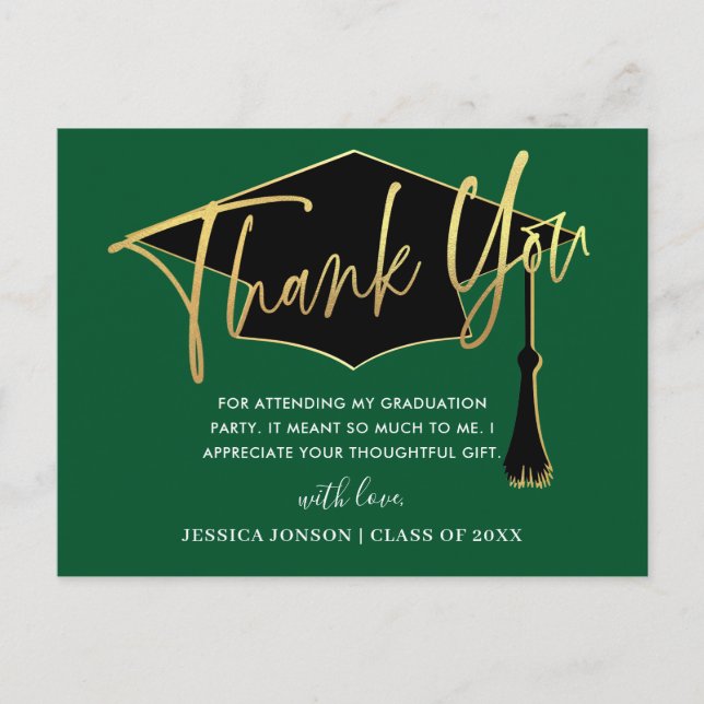 Modern Simple Minimalist Graduation Thank You Postcard (Front)