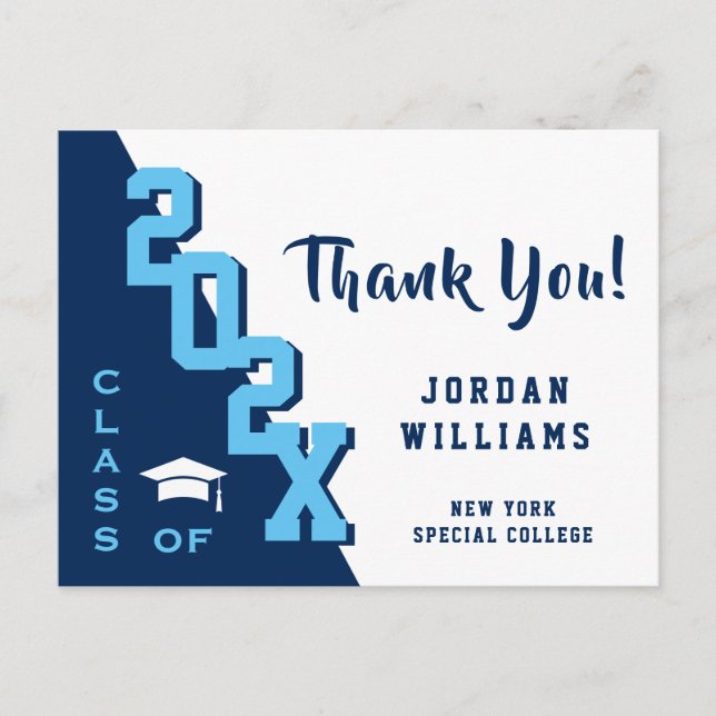 Modern Simple Minimalist Graduation Thank You Postcard (Front)