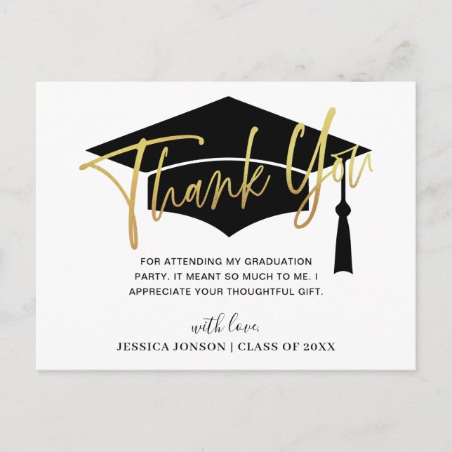 Modern Simple Minimalist Graduation Thank You Postcard (Front)