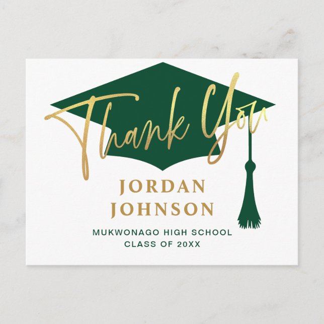 Modern Simple Minimalist Graduation Thank You Postcard (Front)