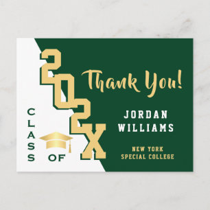 Modern Simple Minimalist Graduation Thank You Postcard