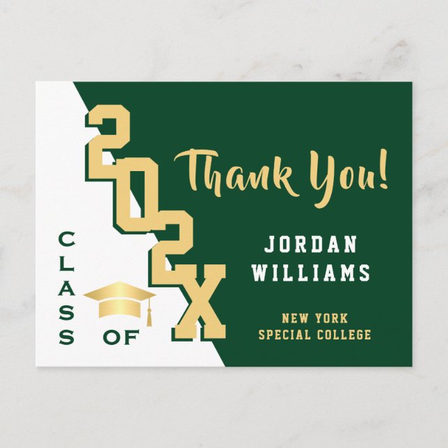 Modern Simple Minimalist Graduation Thank You Postcard (Front)