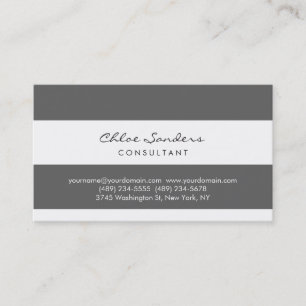 Modern Simple Minimalist Grey White Striped Business Card