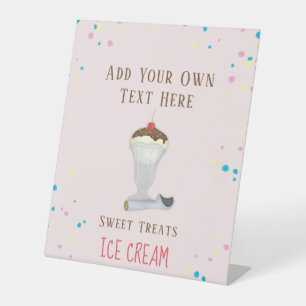 Modern Simple Minimalist Ice Cream Restaurant Pink Pedestal Sign