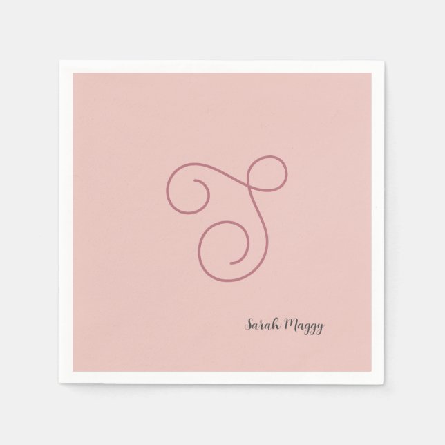 Modern Simple Minimalist Initial Monogrammed Napkin (Front)